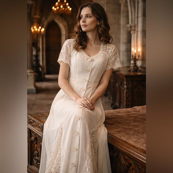 Karen Alexander Dresses & Skirts - Karen Alexander Vintage Lace Maxi Dress Ivory Size 8